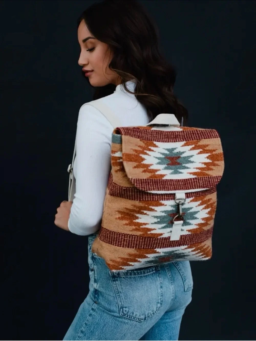 NWT Panache Apparel Co. Southwestern Pattern Orange Canvas Backpack